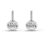 1.14 Ct Drop Oval Shape Diamond Earrings 14K - White Gold