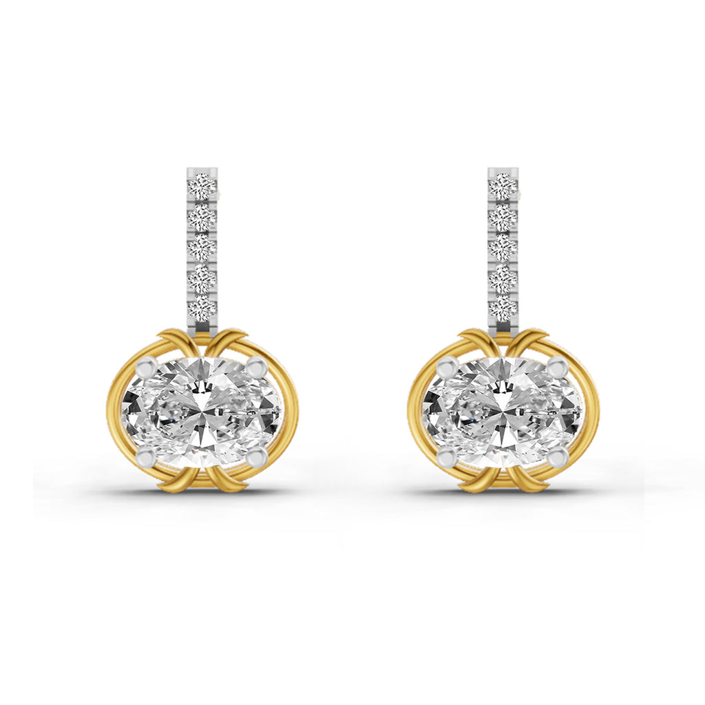 1.14 Ct Drop Oval Shape Diamond Earrings 14K