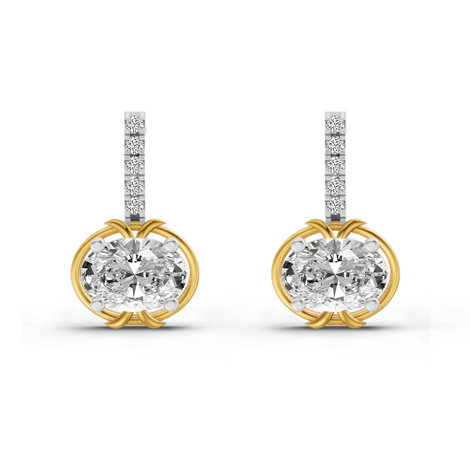 1.14 Ct Drop Oval Shape Diamond Earrings 14K