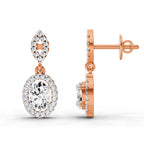 1.42 Carat Oval Shape Dangle Diamond Earrings 14K - Rose Gold