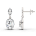 1.42 Carat Oval Shape Dangle Diamond Earrings 14K - White Gold