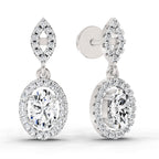 1.42 Carat Oval Shape Dangle Diamond Earrings 14K - White Gold