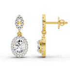 1.42 Carat Oval Shape Dangle Diamond Earrings 14K