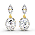 1.42 Carat Oval Shape Dangle Diamond Earrings 14K
