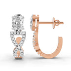 1.25 Ct Infinity Hoop Oval Shape Diamond Earrings 14K - Rose Gold
