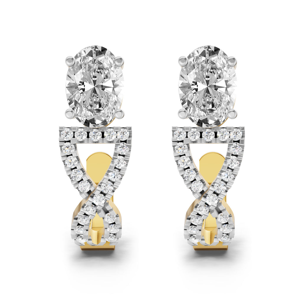 1.25 Ct Infinity Hoop Oval Shape Diamond Earrings 14K