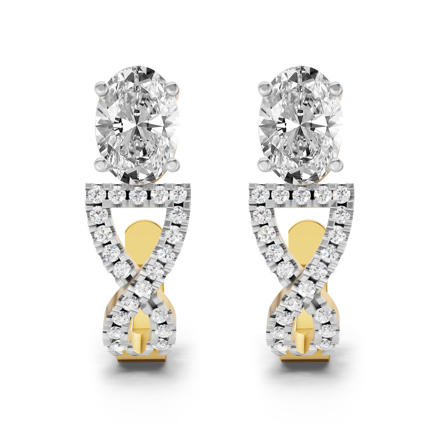 1.25 Ct Infinity Hoop Oval Shape Diamond Earrings 14K
