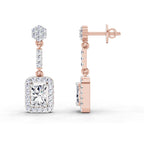 1.81 Carat Emerald Shape Dangle Diamond Earrings 14K - Rose Gold