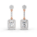 1.81 Carat Emerald Shape Dangle Diamond Earrings 14K - Rose Gold