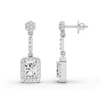 1.81 Carat Emerald Shape Dangle Diamond Earrings 14K - White Gold