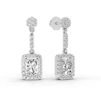1.81 Carat Emerald Shape Dangle Diamond Earrings 14K - White Gold