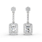 1.81 Carat Emerald Shape Dangle Diamond Earrings 14K - White Gold