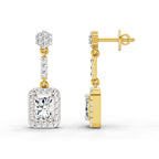 1.81 Carat Emerald Shape Dangle Diamond Earrings 14K