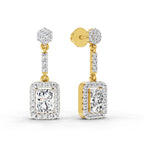 1.81 Carat Emerald Shape Dangle Diamond Earrings 14K