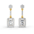 1.81 Carat Emerald Shape Dangle Diamond Earrings 14K