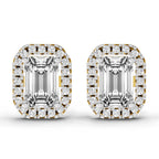 1.14 Carat Emerald Shape Halo Diamond Earrings 14K