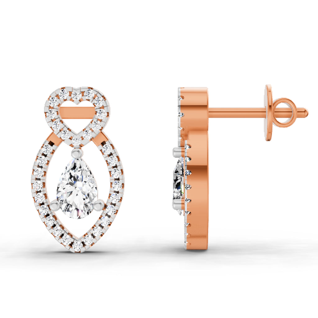 1.45 Carat Pear Shape Diamond Stud Earrings 14K - Rose Gold
