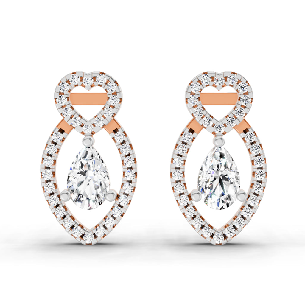 1.45 Carat Pear Shape Diamond Stud Earrings 14K - Rose Gold
