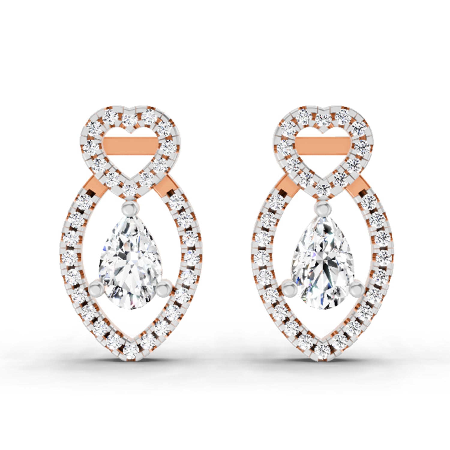 1.45 Carat Pear Shape Diamond Stud Earrings 14K - Rose Gold