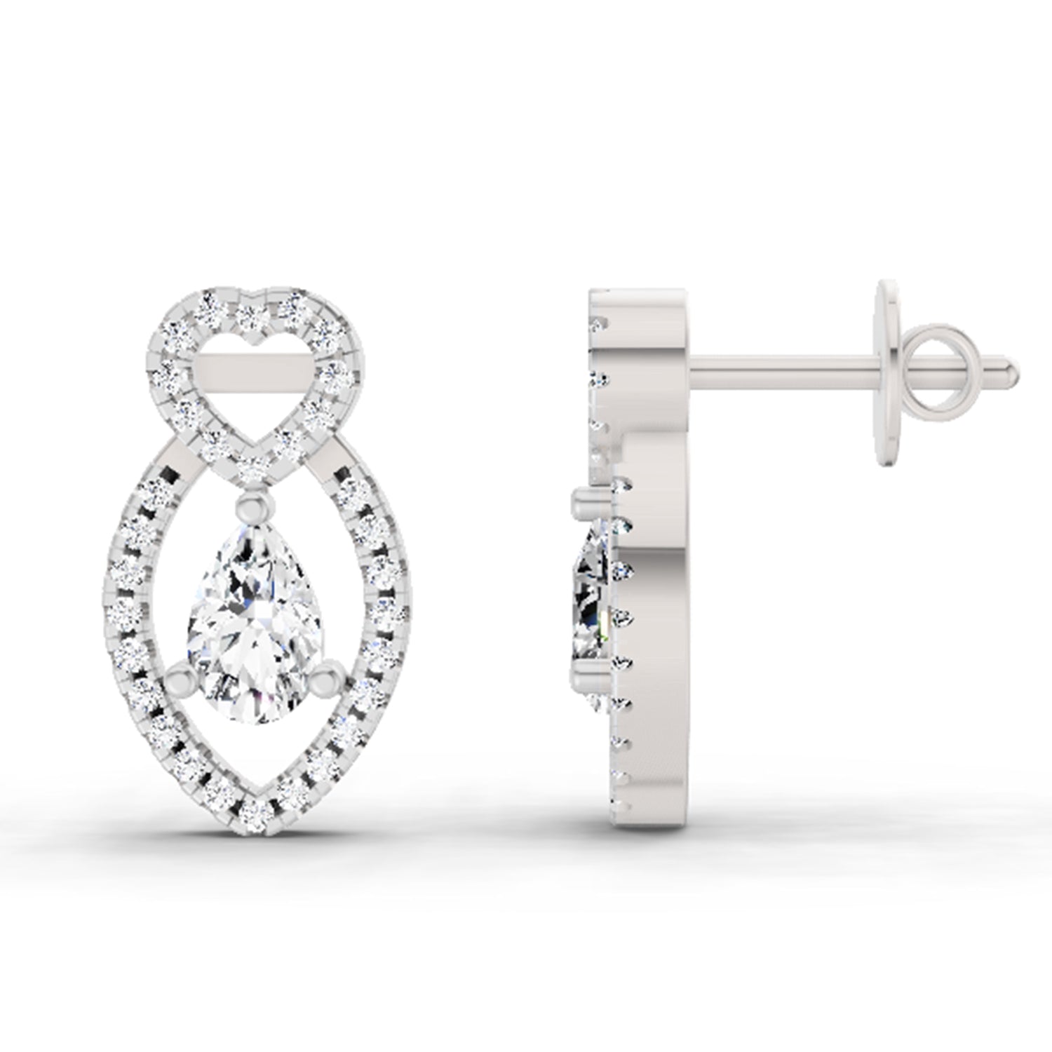 1.45 Carat Pear Shape Diamond Stud Earrings 14K - White Gold