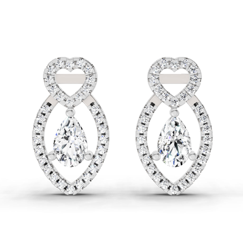1.45 Carat Pear Shape Diamond Stud Earrings 14K - White Gold