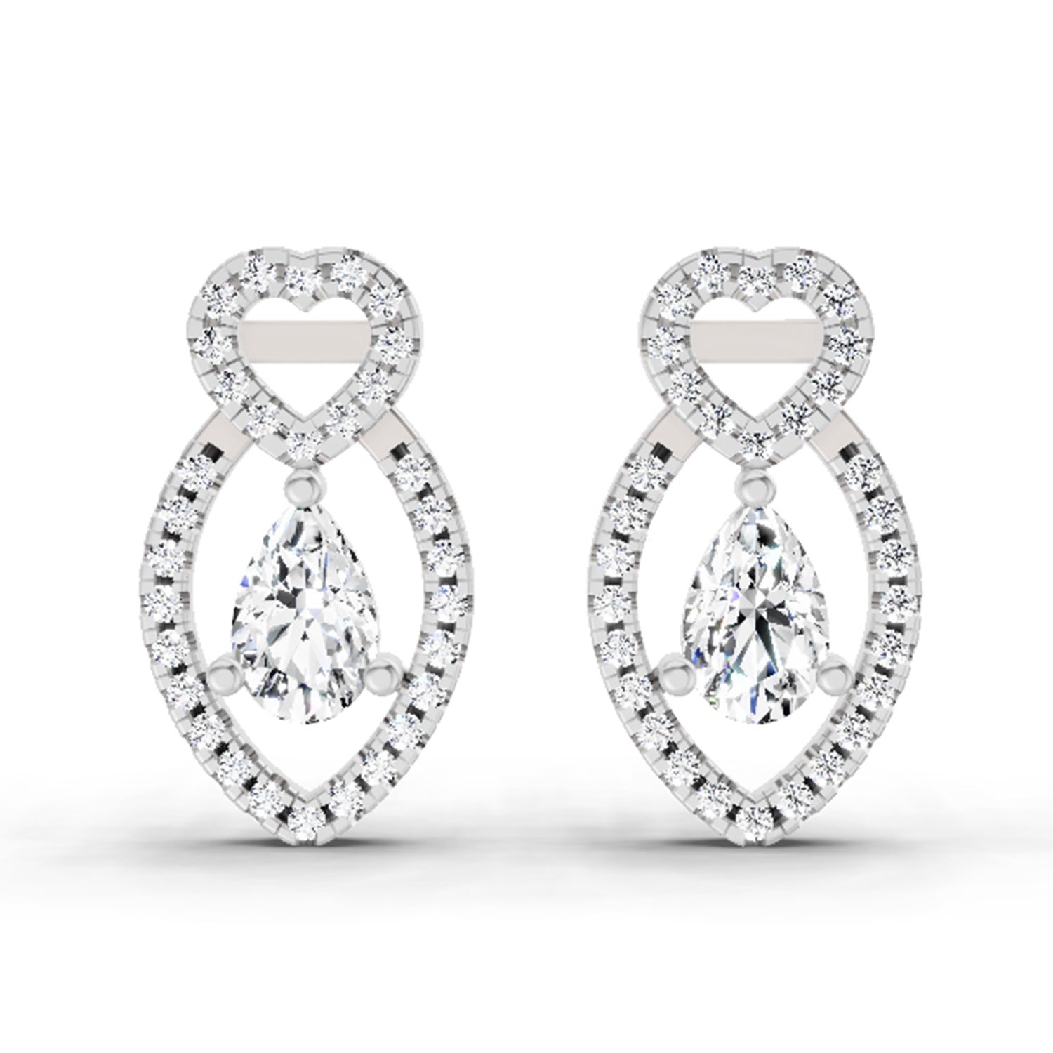 1.45 Carat Pear Shape Diamond Stud Earrings 14K - White Gold