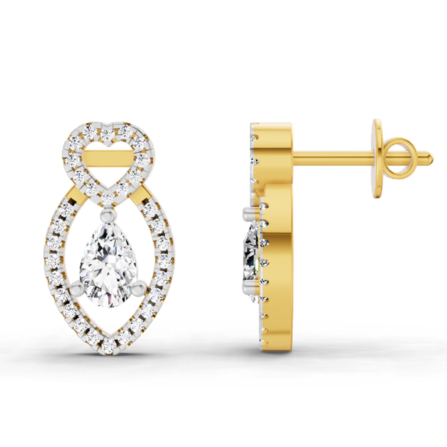 1.45 Carat Pear Shape Diamond Stud Earrings 14K