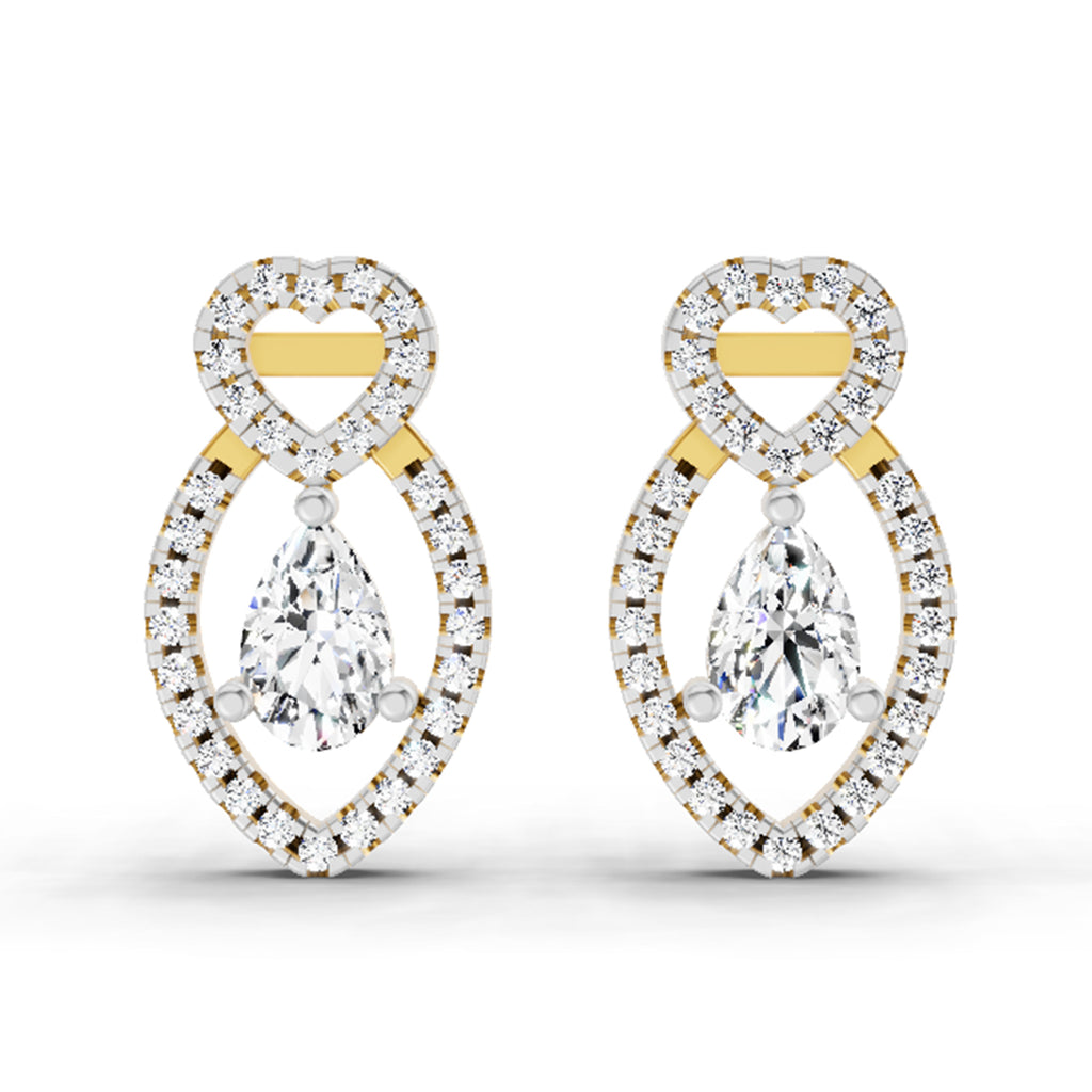 1.45 Carat Pear Shape Diamond Stud Earrings 14K