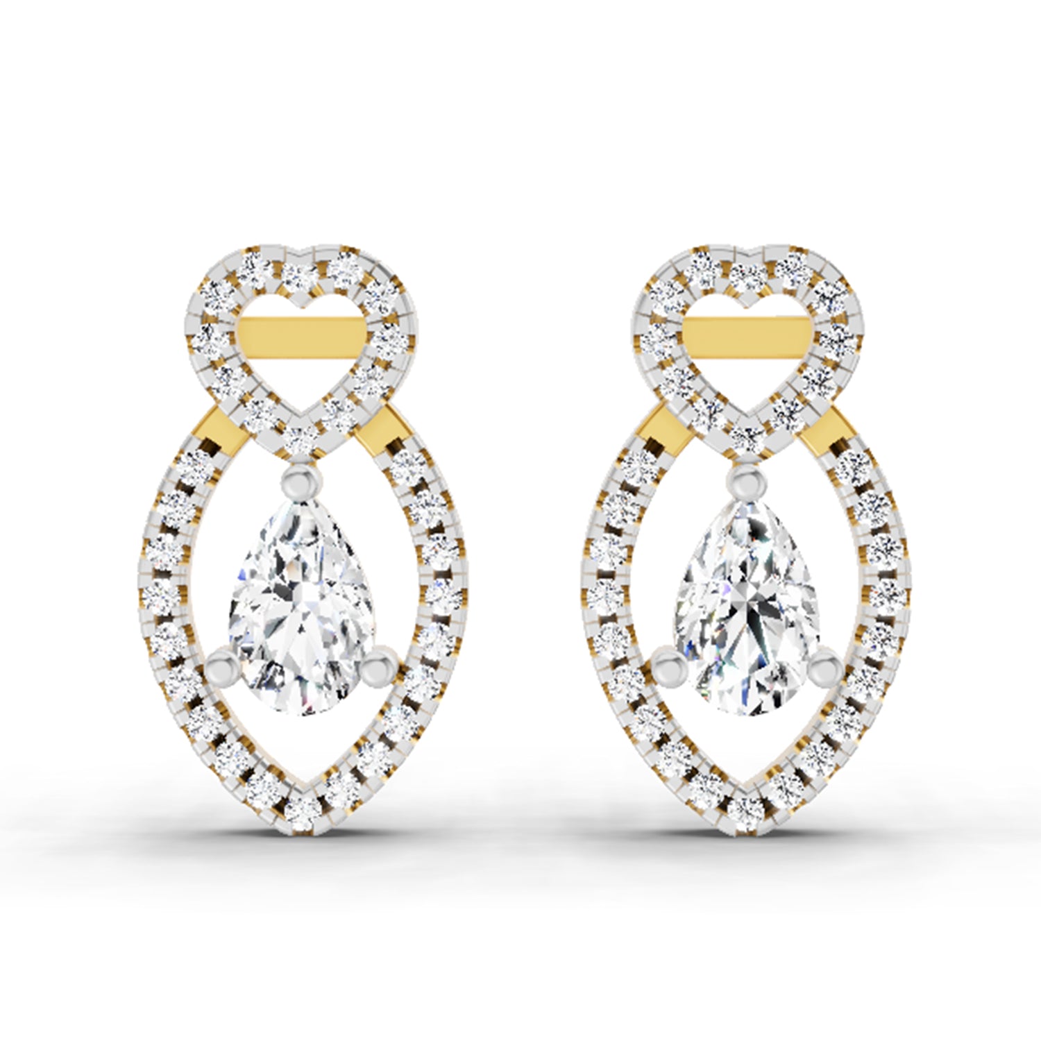 1.45 Carat Pear Shape Diamond Stud Earrings 14K