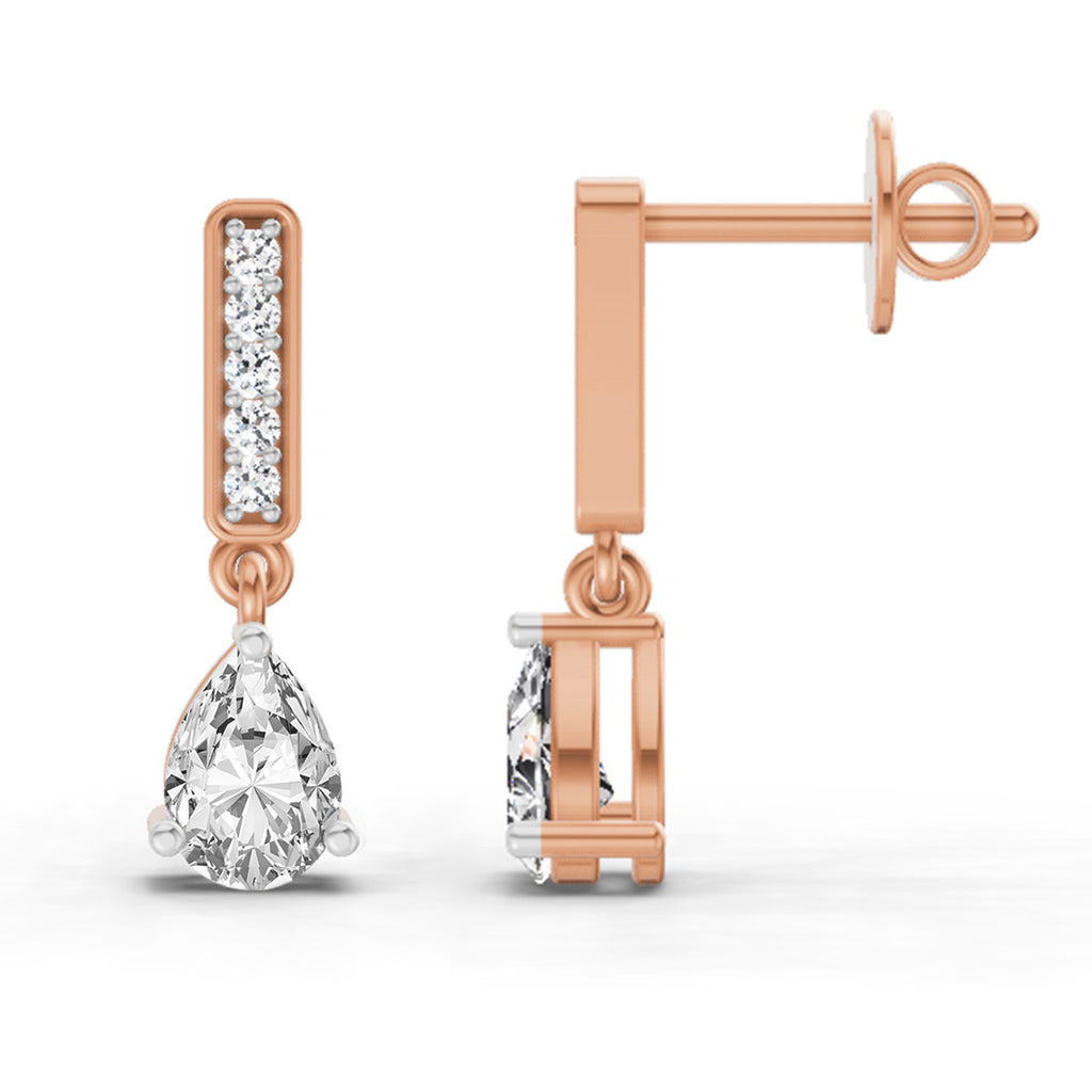 1.3 Carat Pear Drop Earrings 14K - Rose Gold