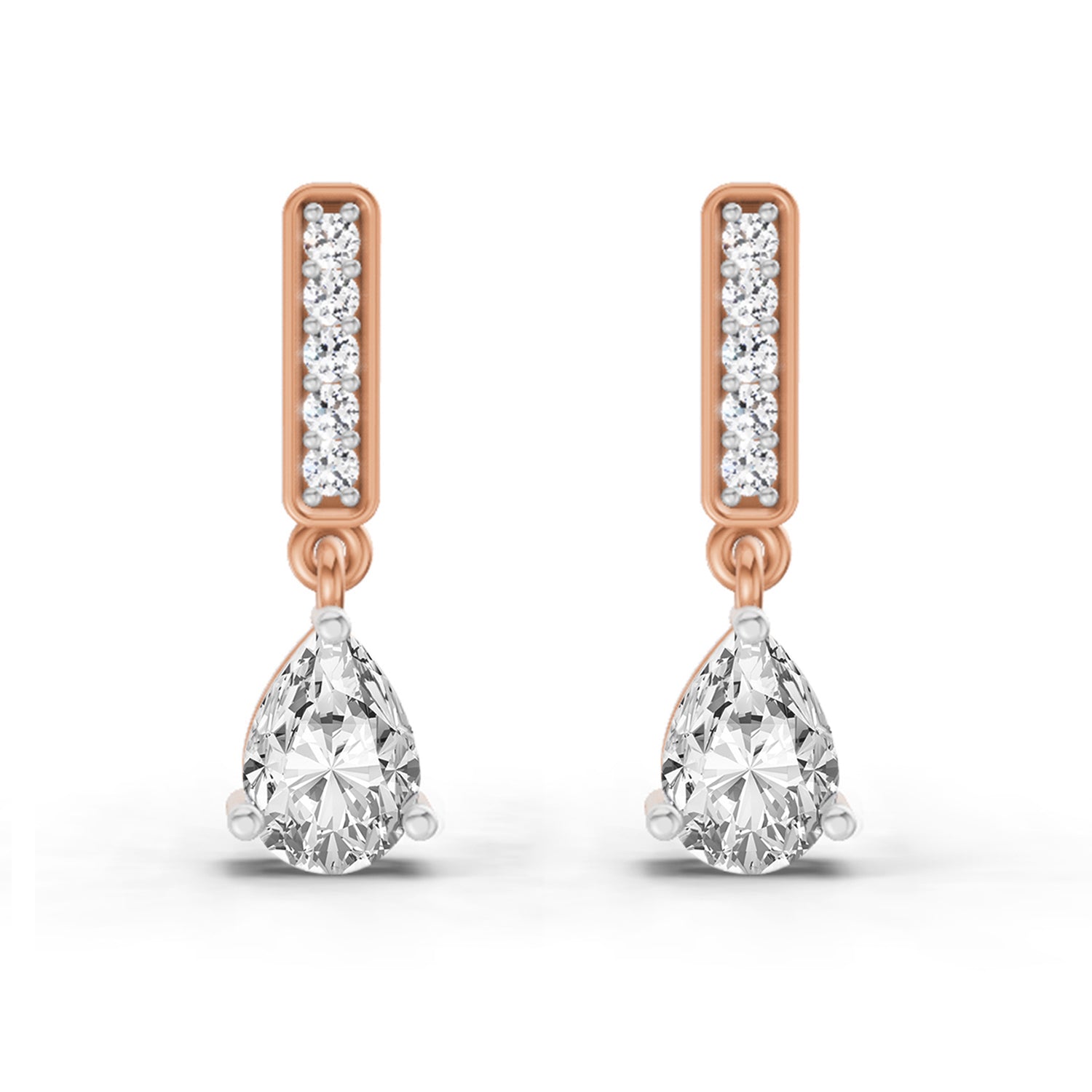 1.3 Carat Pear Drop Earrings 14K - Rose Gold