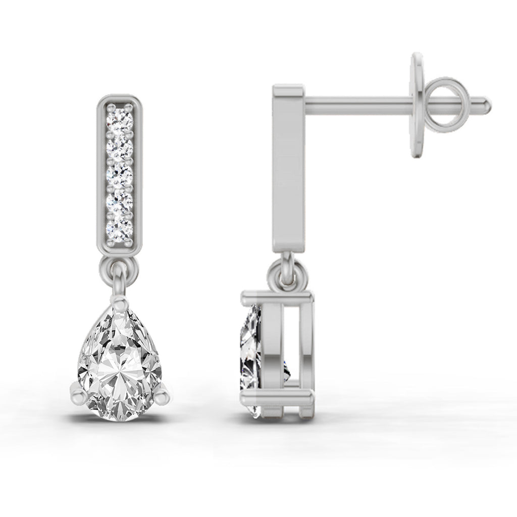 1.3 Carat Pear Drop Earrings 14K - White Gold
