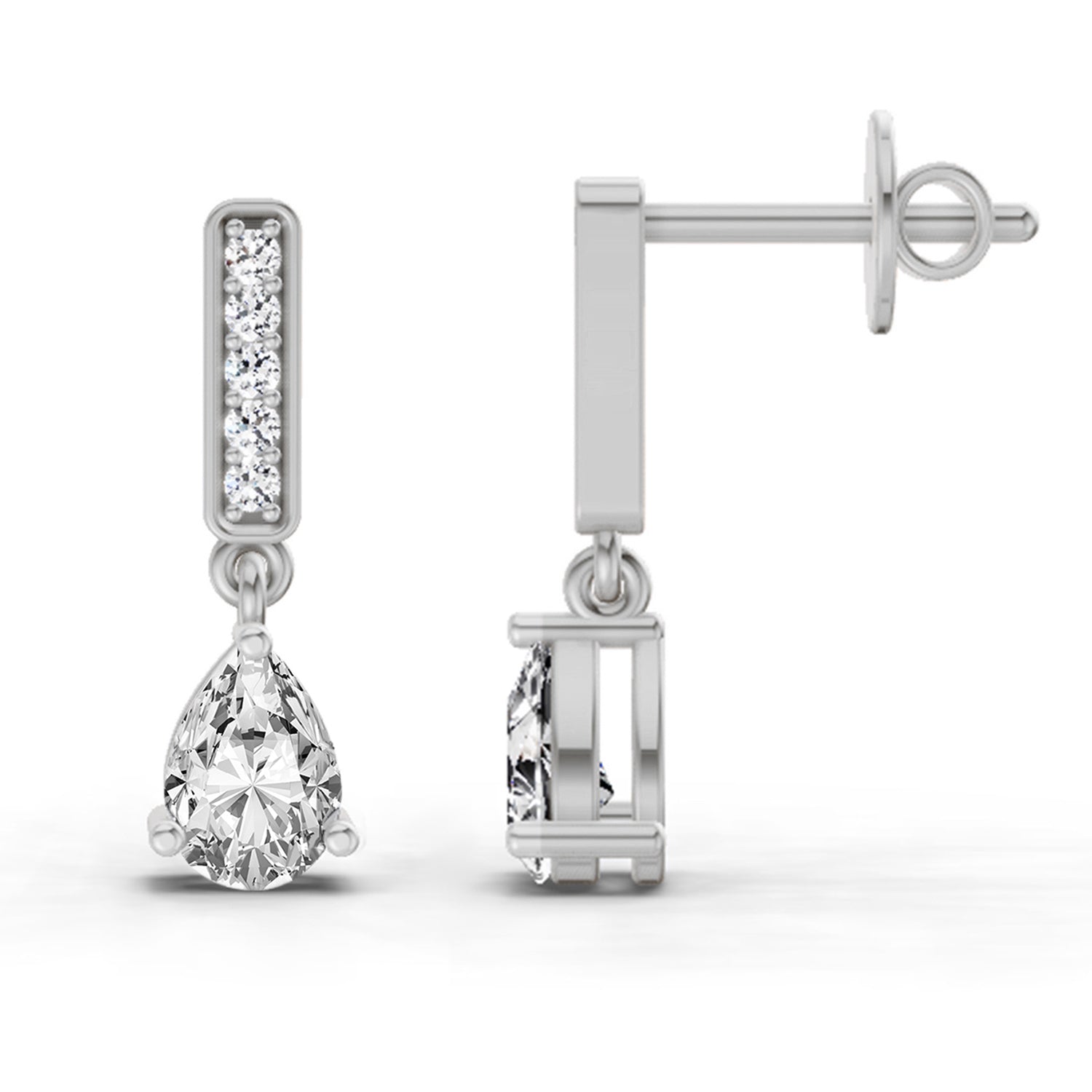 1.3 Carat Pear Drop Earrings 14K - White Gold