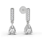 1.3 Carat Pear Drop Earrings 14K - White Gold