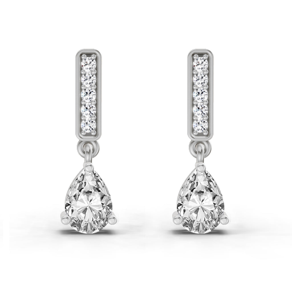 1.3 Carat Pear Drop Earrings 14K - White Gold