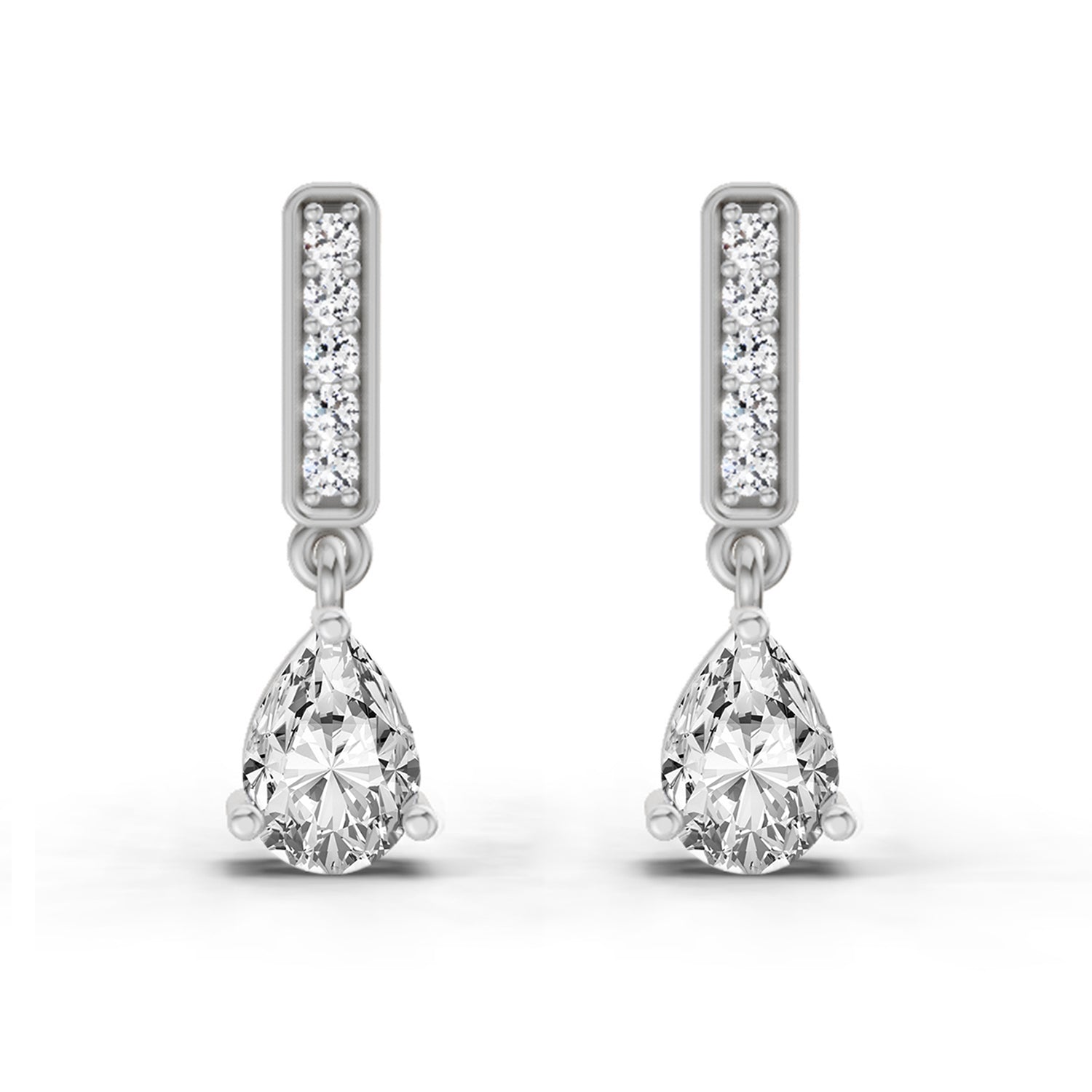 1.3 Carat Pear Drop Earrings 14K - White Gold