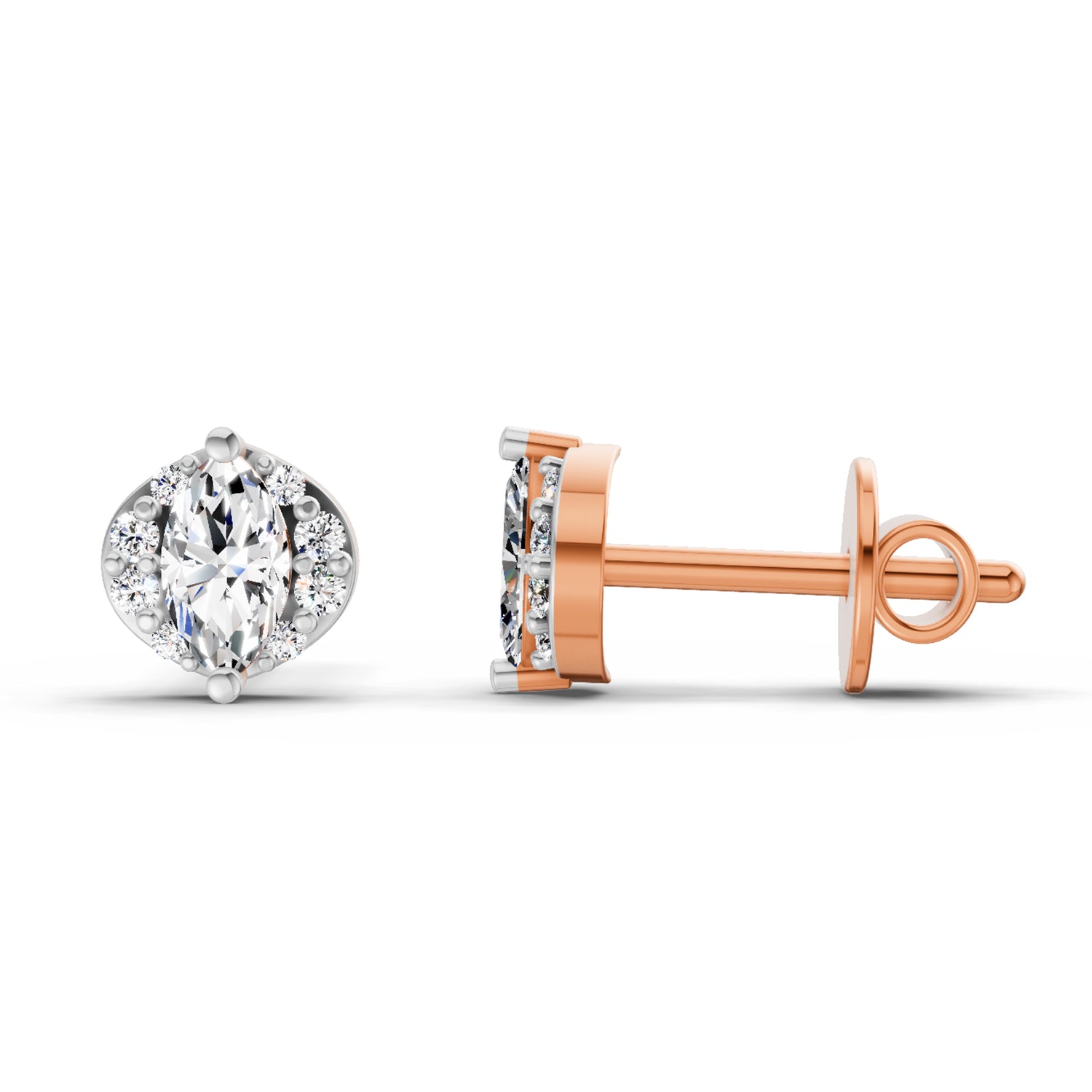 0.36 Carat Marquise Shape Diamond Stud Earrings 14K - Rose Gold
