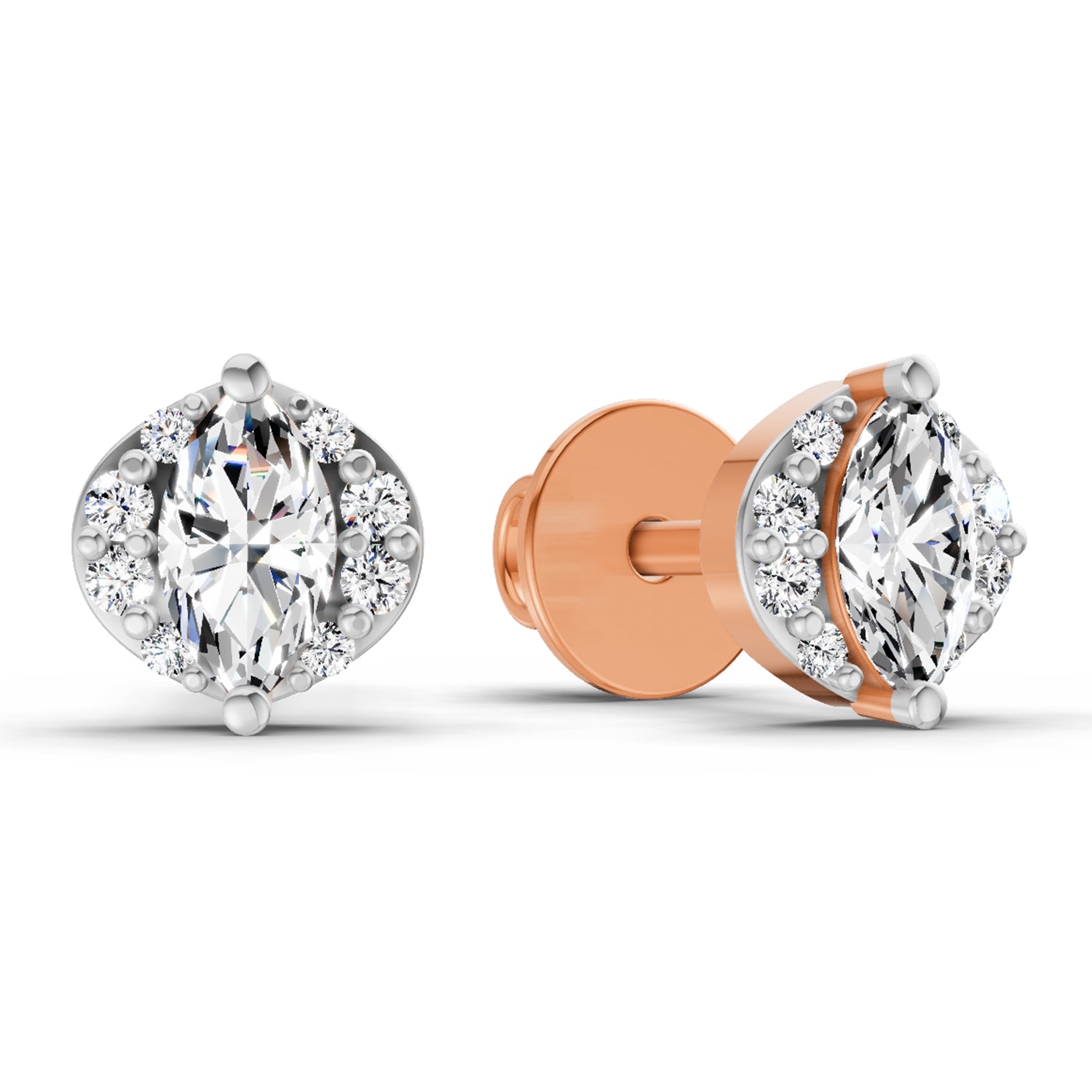 0.36 Carat Marquise Shape Diamond Stud Earrings 14K - Rose Gold