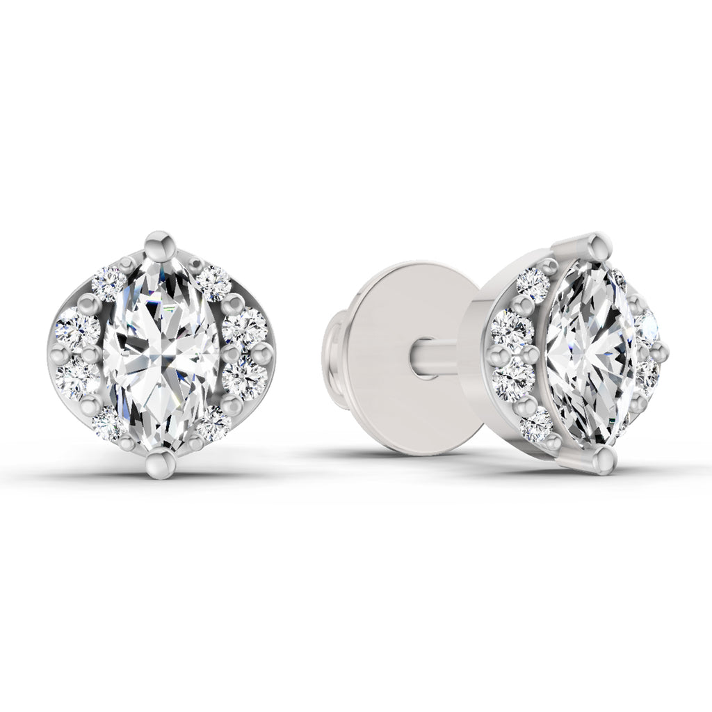 0.36 Carat Marquise Shape Diamond Stud Earrings 14K - White Gold