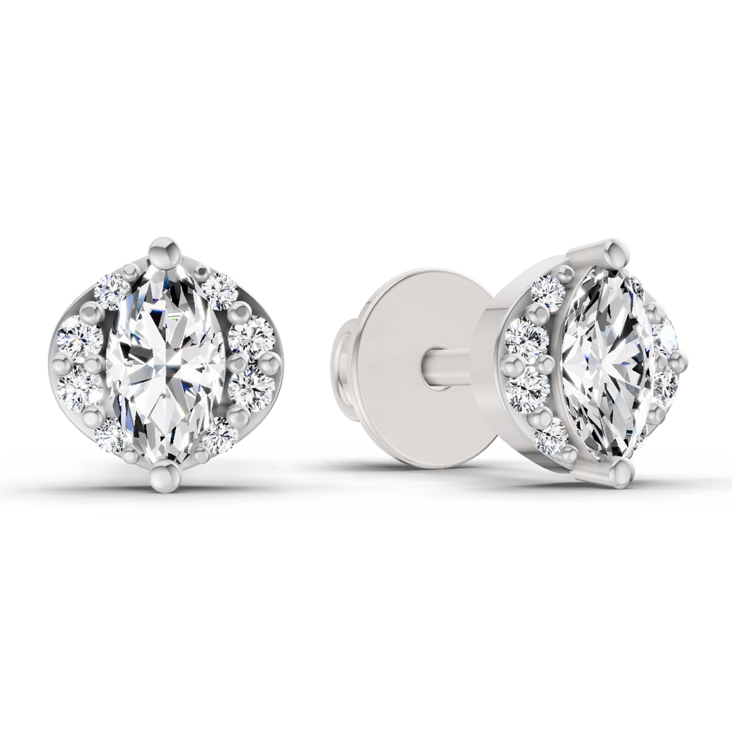 0.36 Carat Marquise Shape Diamond Stud Earrings 14K - White Gold