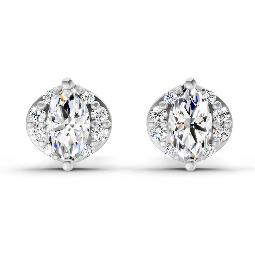0.36 Carat Marquise Shape Diamond Stud Earrings 14K - White Gold