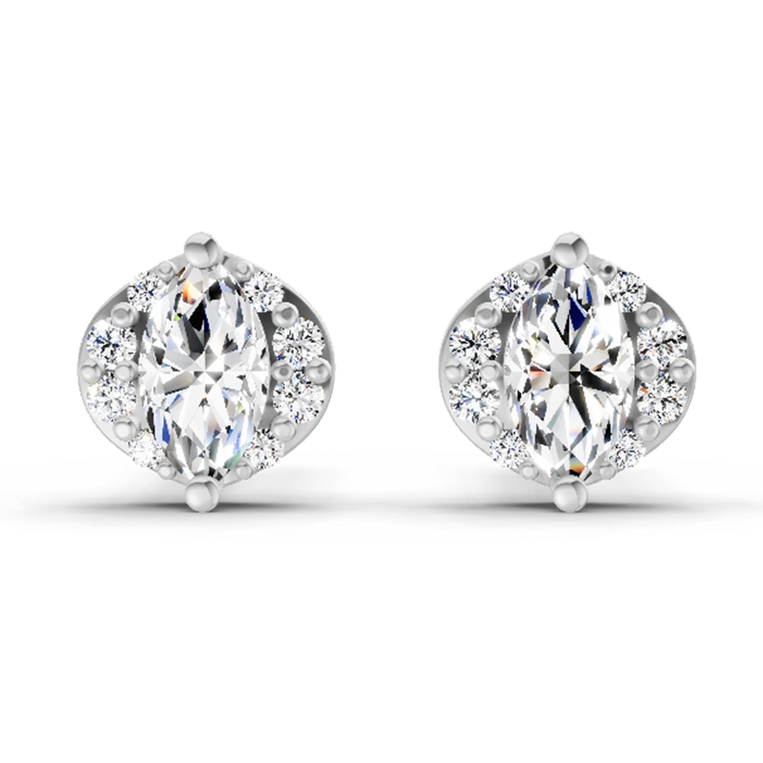 0.36 Carat Marquise Shape Diamond Stud Earrings 14K - White Gold