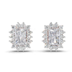 1.86 Carat Emerald Shape Halo Diamond Stud Earrings 14K - Rose Gold