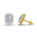 1.86 Carat Emerald Shape Halo Diamond Stud Earrings 14K