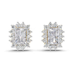 1.86 Carat Emerald Shape Halo Diamond Stud Earrings 14K