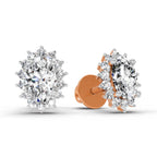 1.08 Carat Oval Shape Halo Diamond Stud Earrings 14K - Rose Gold