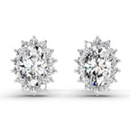 1.08 Carat Oval Shape Halo Diamond Stud Earrings 14K - Rose Gold