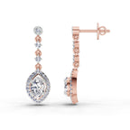 1.36 Carat Pear Shape Dangle Diamond Earrings 14K - Rose Gold