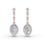 1.36 Carat Pear Shape Dangle Diamond Earrings 14K - Rose Gold