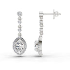 1.36 Carat Pear Shape Dangle Diamond Earrings 14K - White Gold